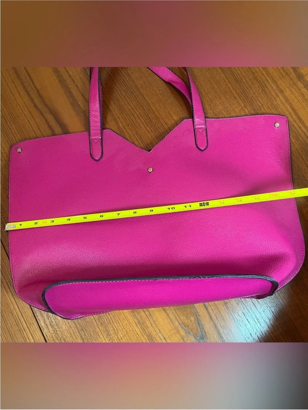 Lk New Neiman Marcus Magenta Pink Purple Bag Tote vegan leather tote satchel